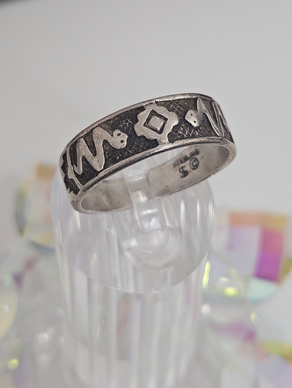 925 Shube Southwestern Style Snake Ring Sterling Silver Band Size 11 US